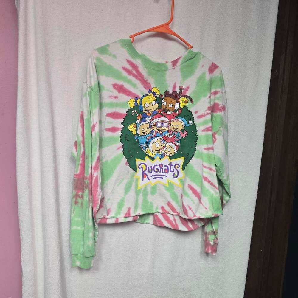 Nickelodeon Rugrats Tie-Dye Long Sleeve Shirt Size XL Green Pink